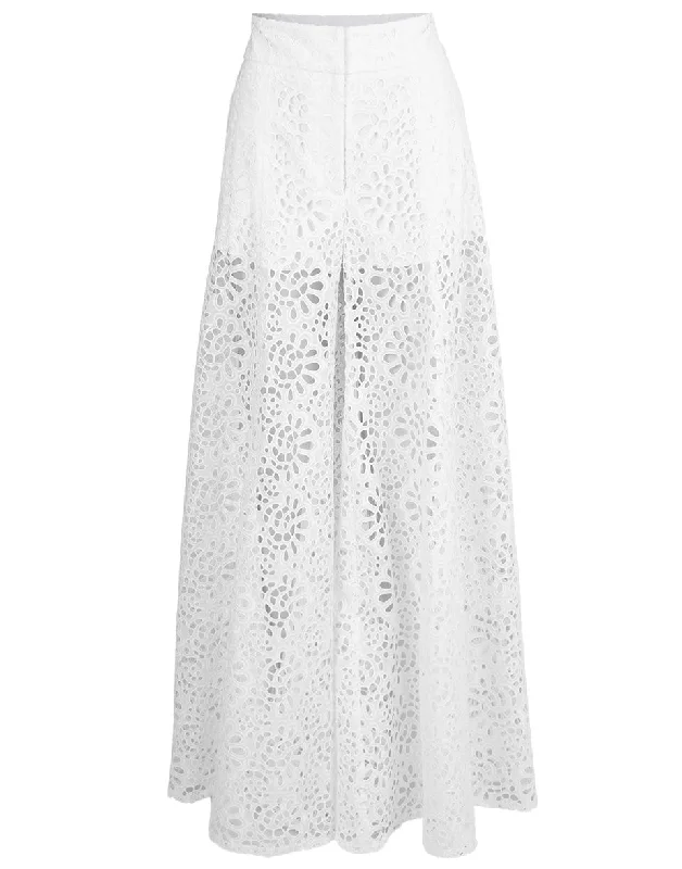 Eyelet Wide Leg Pant Trendy Tapered Pants
