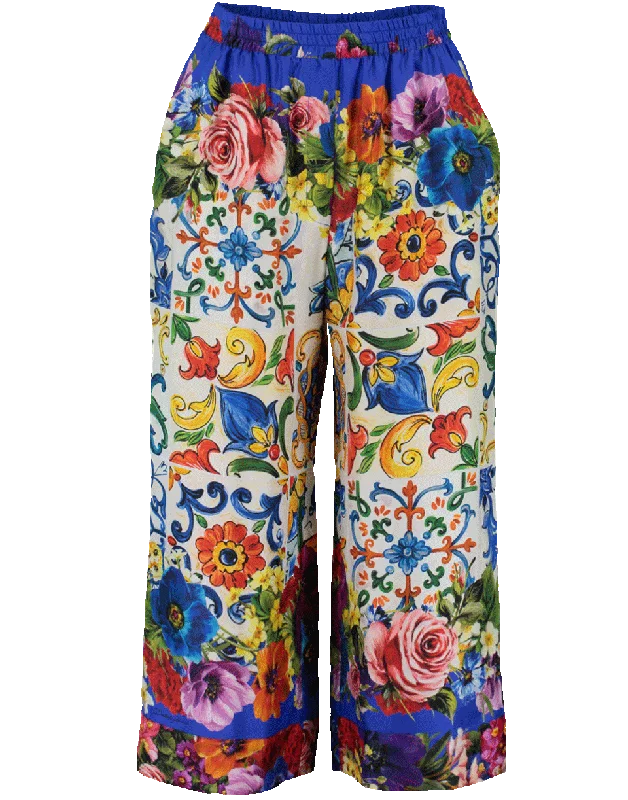 Cropped Twill Pant Formal Linen Trousers