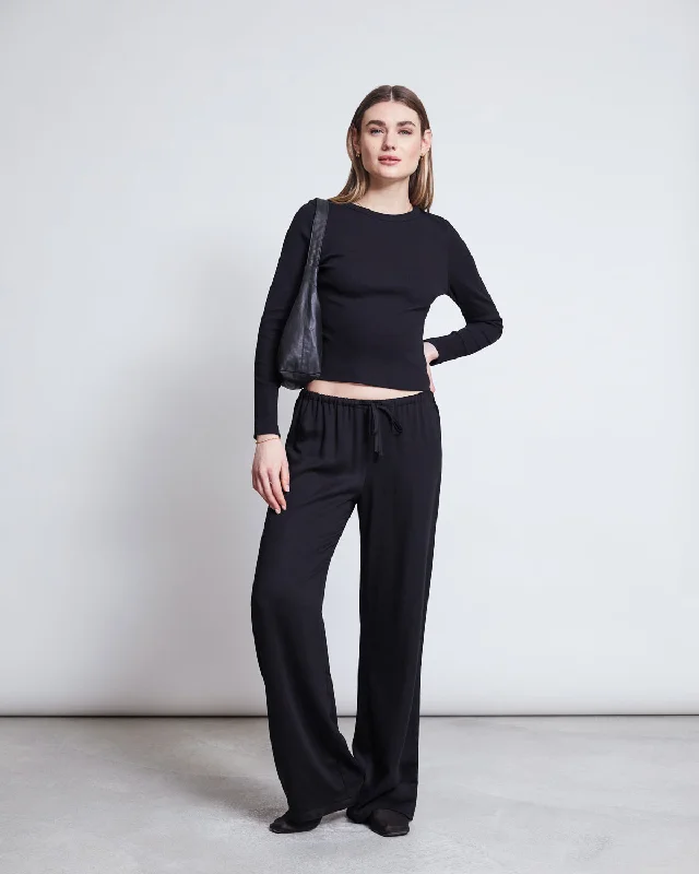 MID RISE LOOSE PANTS STRATH BLACK Classic Pleated Pants