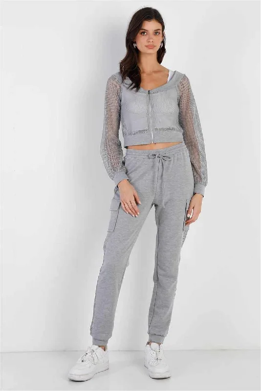Heather Grey Top & Pants Set Stretch Fit Pants