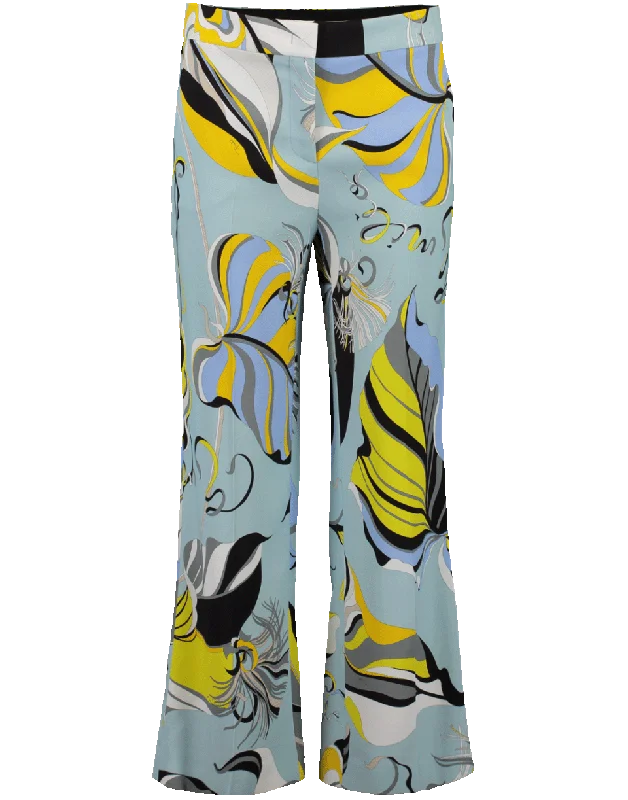 Frida Print Cropped Pant Relaxed Linen Pants
