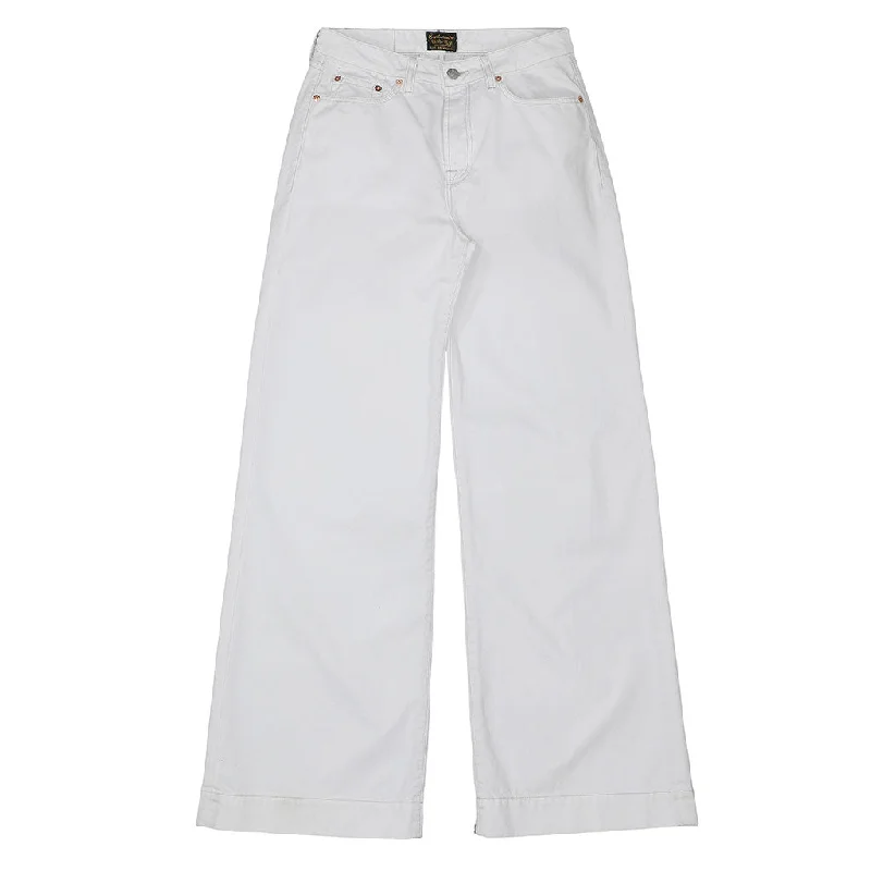 5-Pocket High Rise Wide Twill Pants - Rincon White Fashionable Jogger Pants