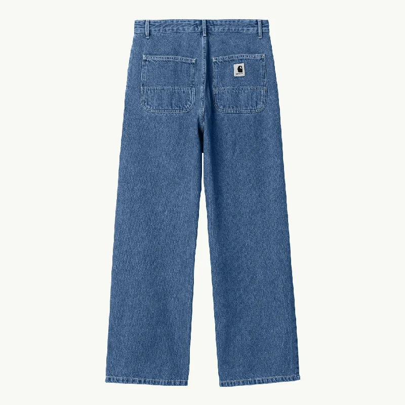 Women's Simple Pant - Blue Stone Washed Trendy Velvet Pants
