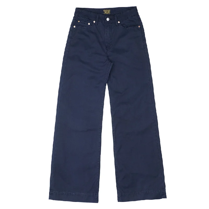 5-Pocket High Rise Wide Twill Pants - EZ Dark Navy Comfortable Denim Pants