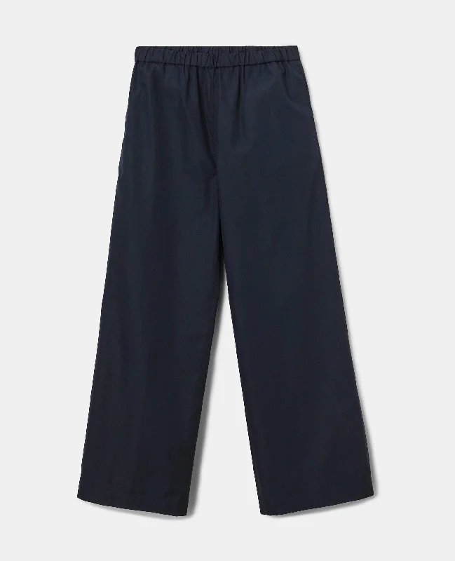 Navy Poplin Cotton Pant Formal Stretch Pants