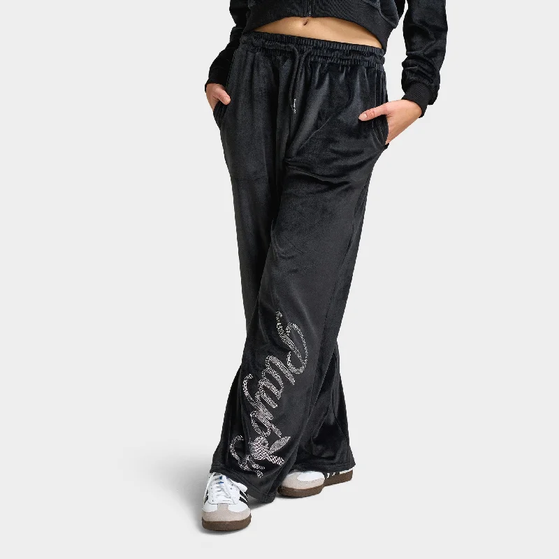 Playboy Womens' Script Velour Pant / Black Classic Pleated Pants