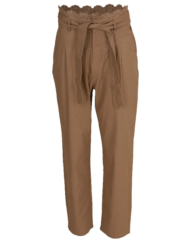 Macrame Trim Pant Chic Slim Fit Pants