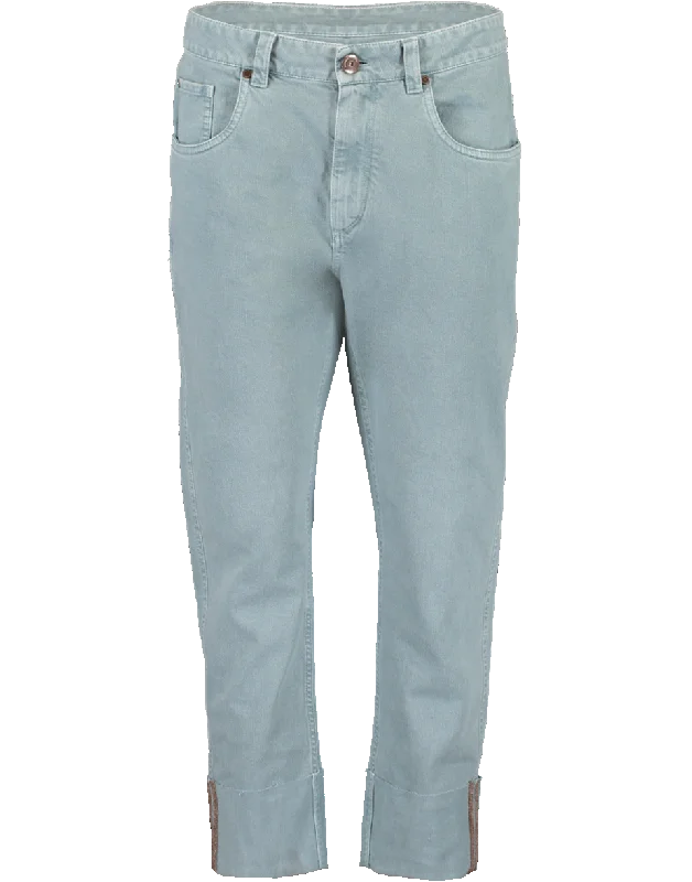 Monoli Stripe Raw Cuff Pant High-Waist Trousers