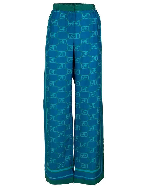 Fantasy Blue AF Silk Printed Palazzo Pant Casual Wide Pants