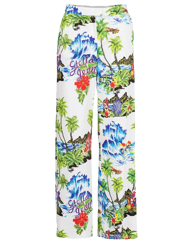 Tropical Wide Leg Pant Trendy Tapered Pants