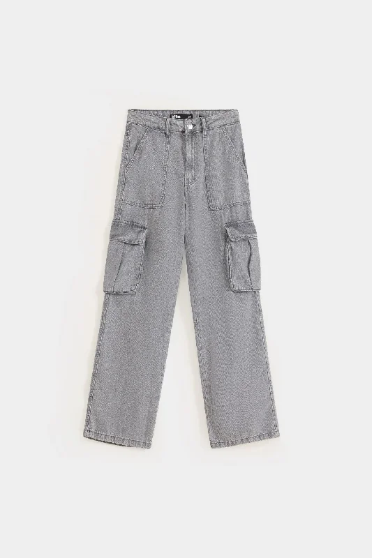 Wide Leg Cargo Pants Relaxed High-Waist Trousers