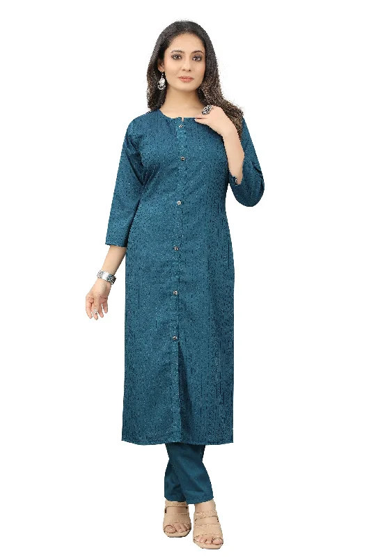 Women Party Wear Thraed Worked Kurta With Pant Set Formal Wide-Leg Pants