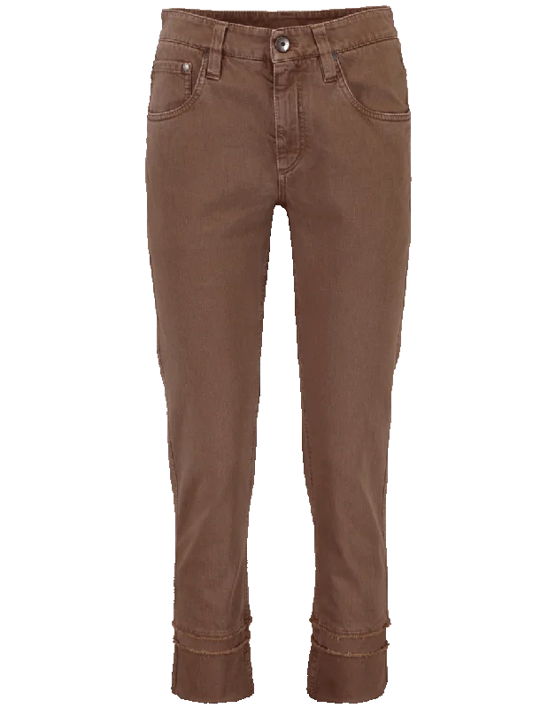 Frayed Cuff Boyfriend Pant Elegant Silk Pants