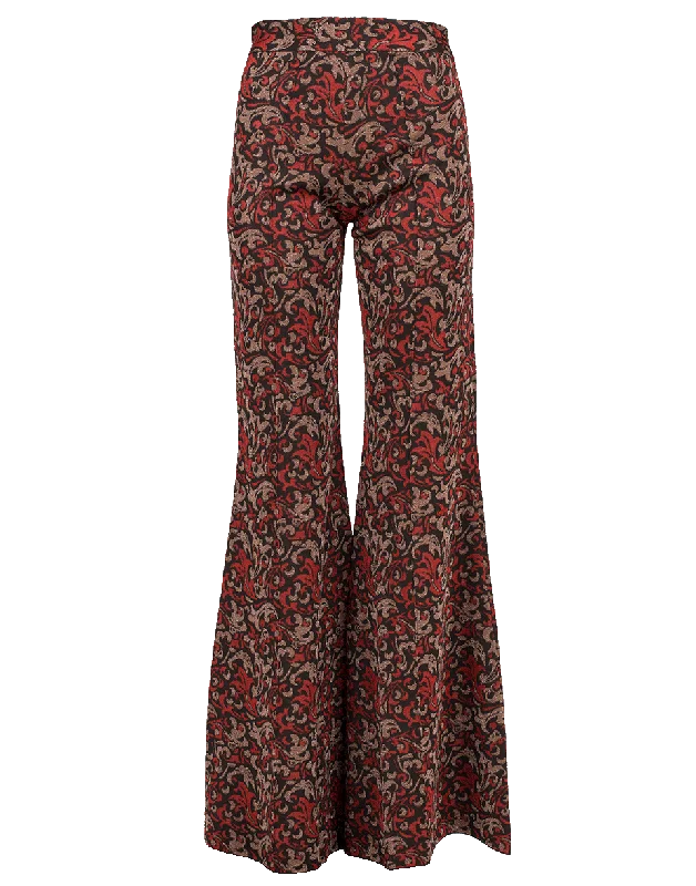 Baroque Jacquard Knit Flare Pant High-Waist Trousers