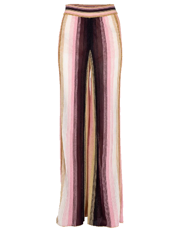 Striped Pull On Pant Comfy High-Waist Jeans