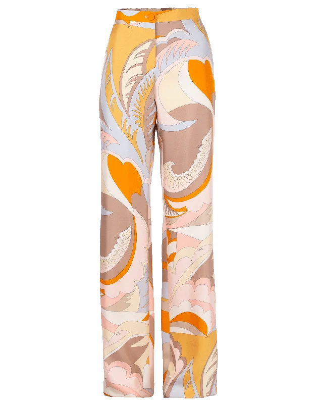 Acapulco Print Silk Pant Elegant Silk Pants