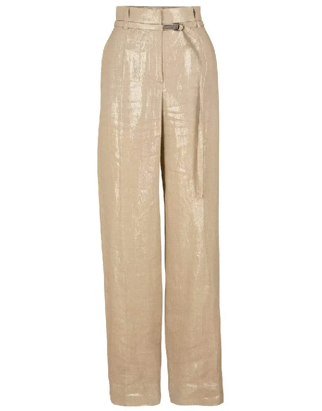 Coated Linen Belted Pant Comfortable Cargo Pants