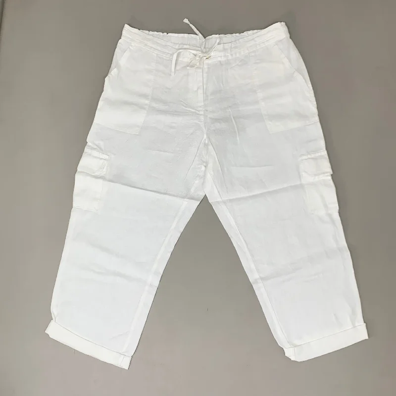 TOMMY BAHAMA Women's Palmbray Tapered Cargo Pant White Size XL TW118698 (New) Comfortable Denim Trousers