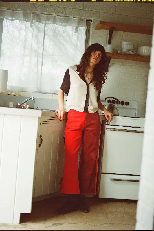 Margo Cropped 5-Pocket Pant - Cowhide/Mars Red Cord Formal Slim Pants