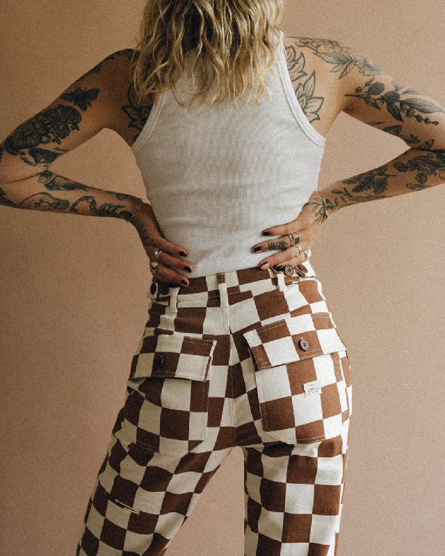 304 Service Fatigue Pants - Rust Checkerboard Comfortable Denim Trousers