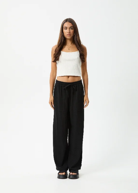 AFENDS Womens Amaya - Wide Leg Pants - Black Casual Plaid Pants