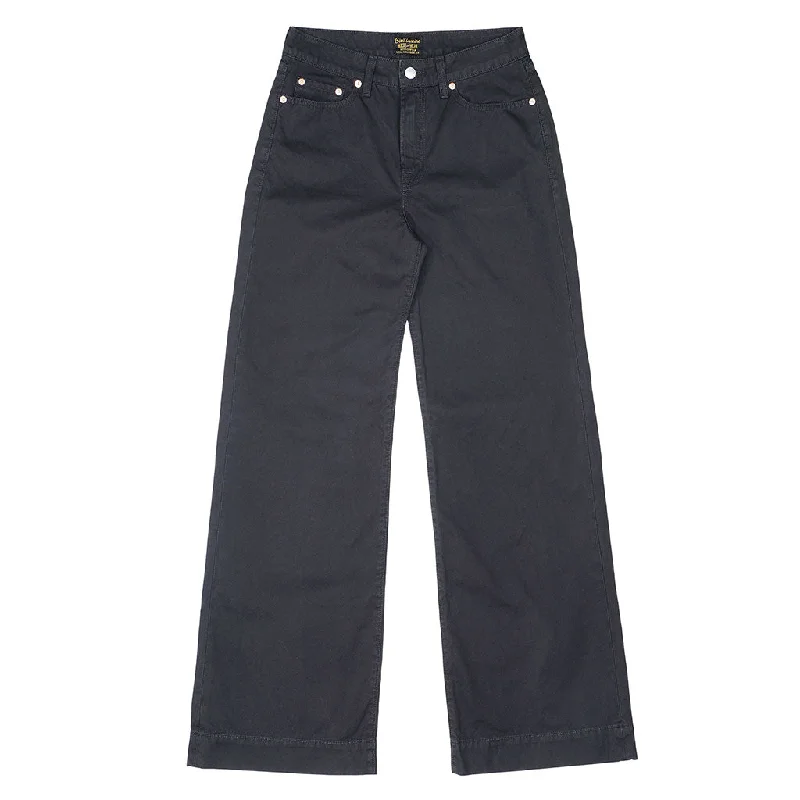 5-Pocket High Rise Wide Twill Pants - Black Coal Trendy Wide-Leg Pants