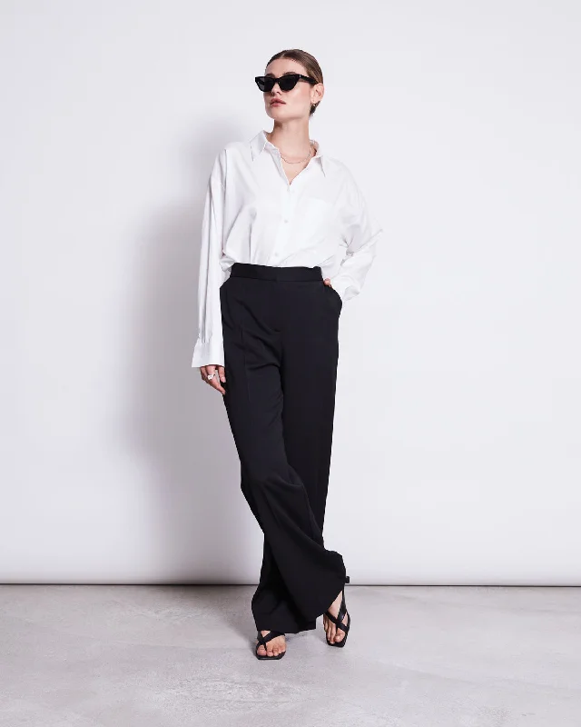 WIDE PANTS CORALIA BLACK Fashionable Tapered Leg Pants