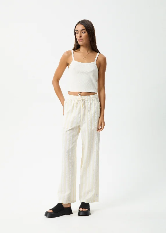 AFENDS Womens Splice - Wide Leg Pants - White / Lemongrass Soft Stretch Pants