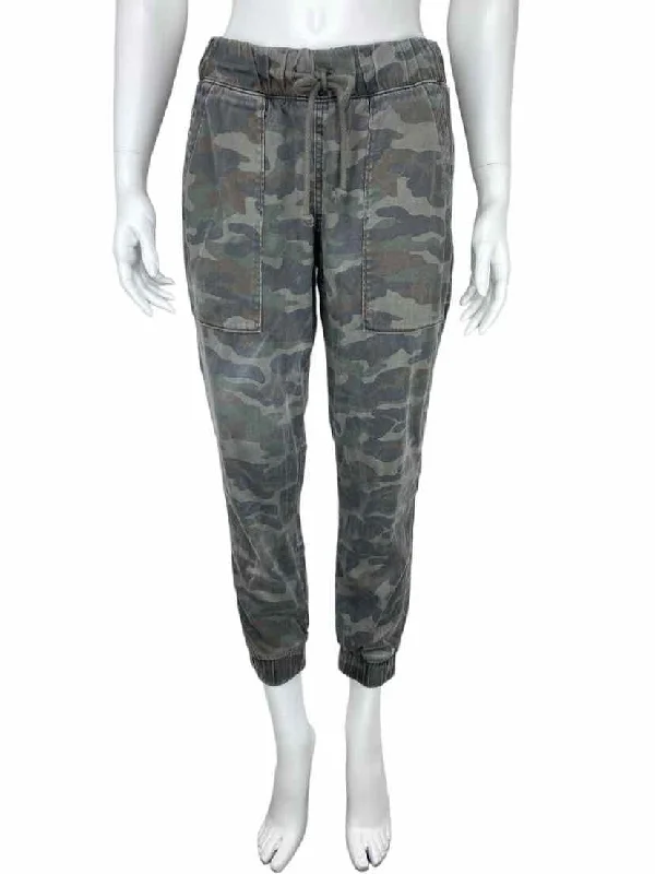 Bella Dahl Women's Camo Jogger Pants Olive Size S Comfy Zip-Up Pants