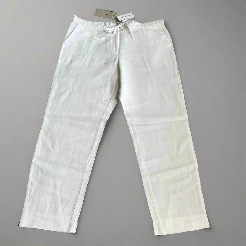 TOMMY BAHAMA Women's Palmbray Tapered Linen Pant White Size L (New) Fashionable Jogger Pants