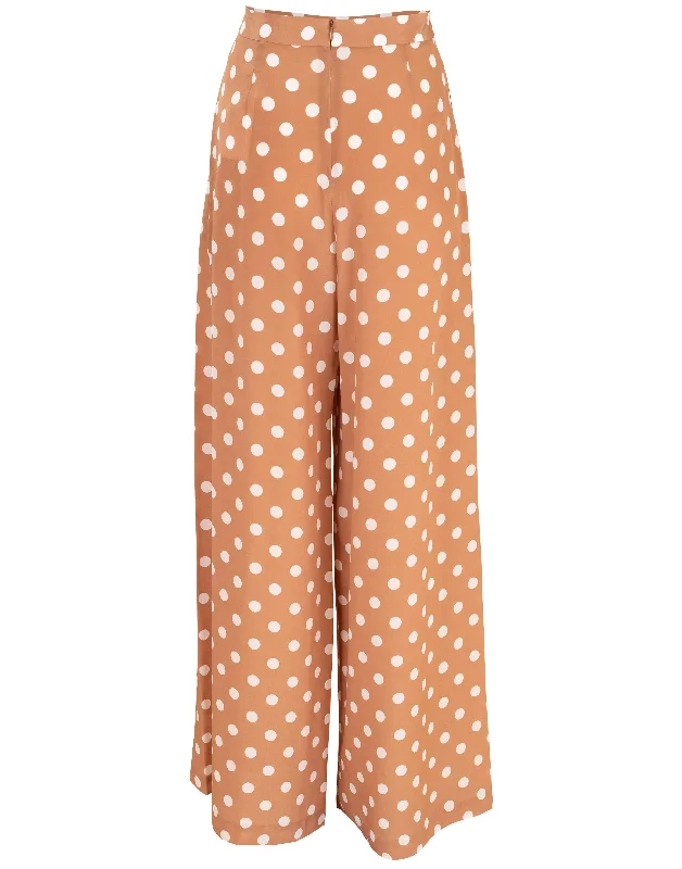 Polka Dot Silk Wide Leg Pant Formal Slim Pants