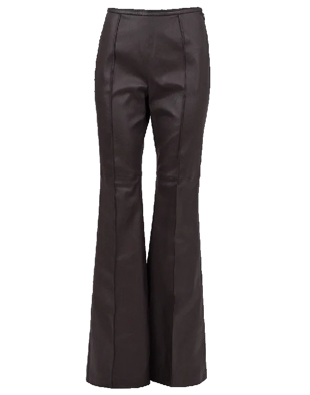 Side Zip Stretch Leather Flare Pant Classic Flared Pants