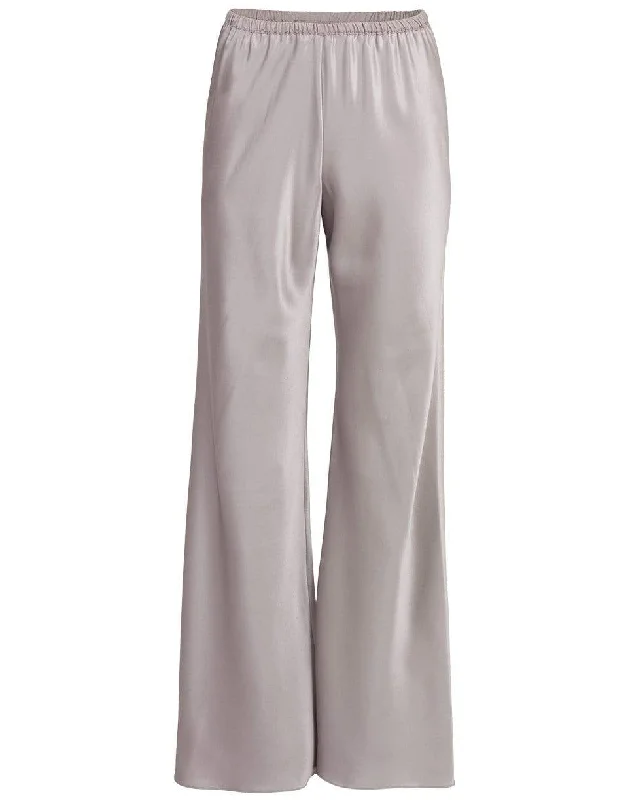 Silver Bias Wide Leg Pant Elegant High-Waist Pants