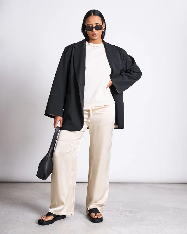 LOOSE SILKY PANTS FRIS IVORY Formal Slim Pants