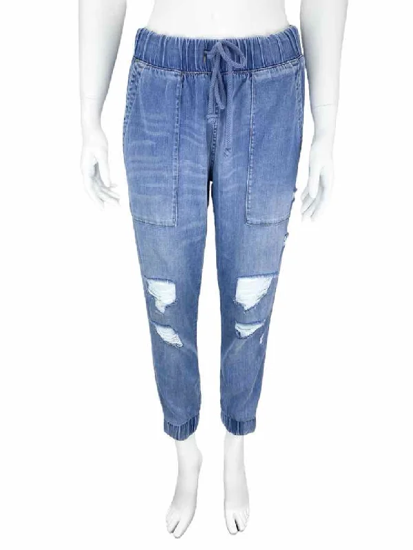 Bella Dahl Women's Distressed Jogger Pant Chambray Blue Size S Formal Linen Trousers