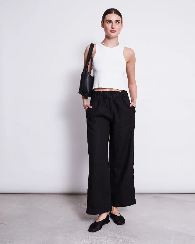 LINEN PANTS BEVEREN BLACK Chic Black Leggings