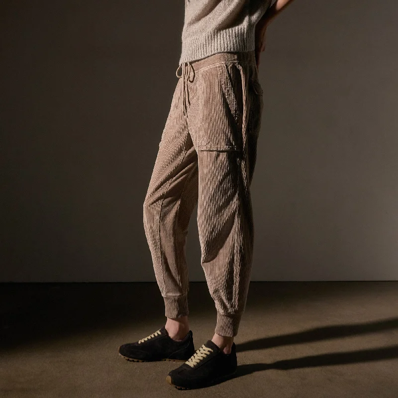 Corduroy Mixed Media Pant - Coyote Pigment Comfortable Denim Trousers