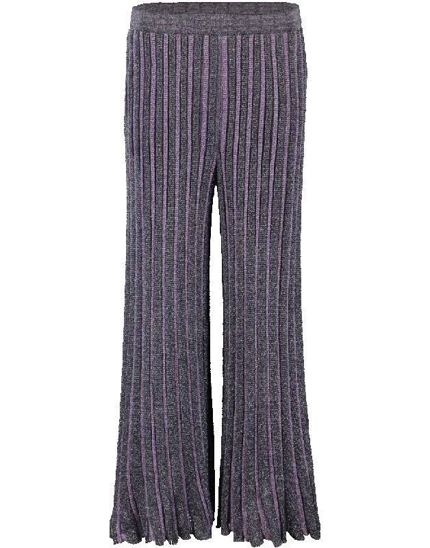 Pull-On Lamé Crop Pant Slim-Fit Khaki Pants