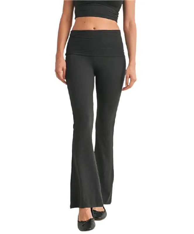 Scarlett Soft Knit Foldover Flare Pants Slim Fit Casual Pants