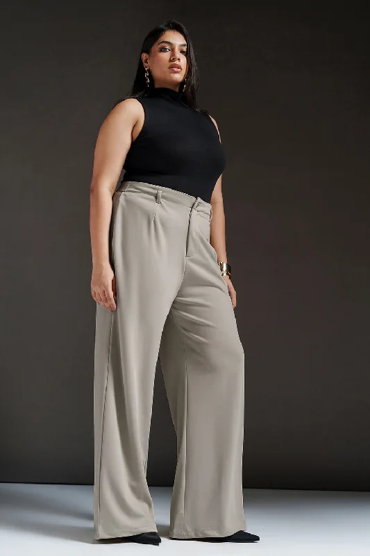 Fog Grey Curve Wide Leg Adjustable Korean Pants Trendy Work Pants