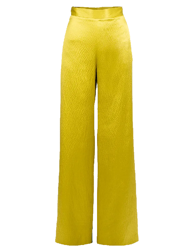 Hammered Satin Wide Leg Pant Comfortable Pleated Pants