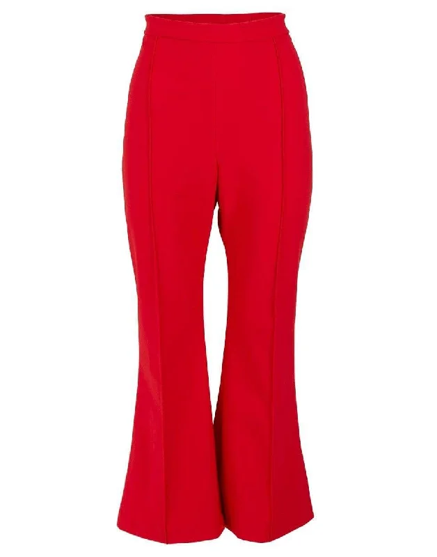 Red Bonded Neoprene Flare Pant Stretch Fit Pants