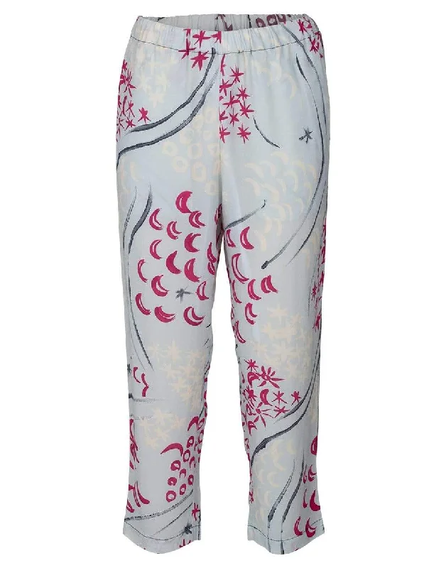 Printed Cropped Elastic Waist Pant Relaxed Casual Leggings