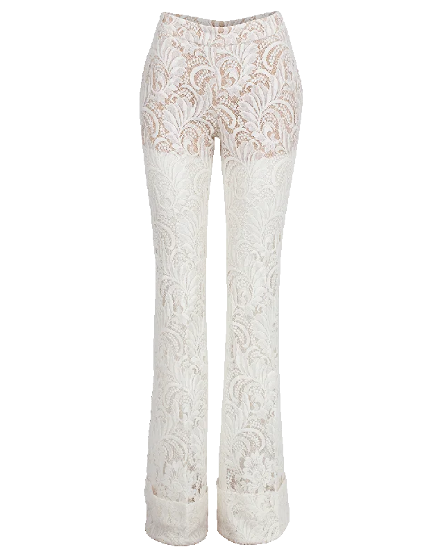 Floral Lace Boot Cut Pant Stylish Casual Pants