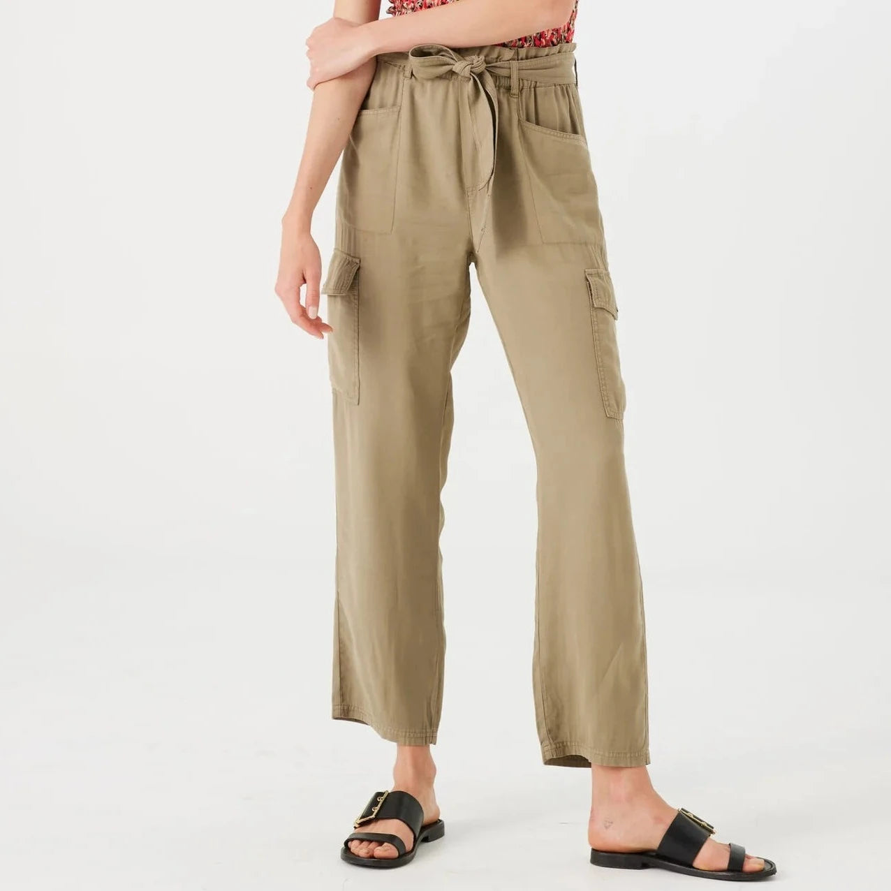 Sadie Cargo Pant (Green) Comfortable Wide-Leg Pants