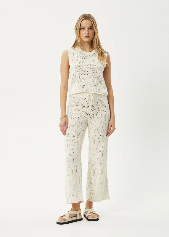 AFENDS Womens Saint - Knit Pants - White Chic Black Leggings