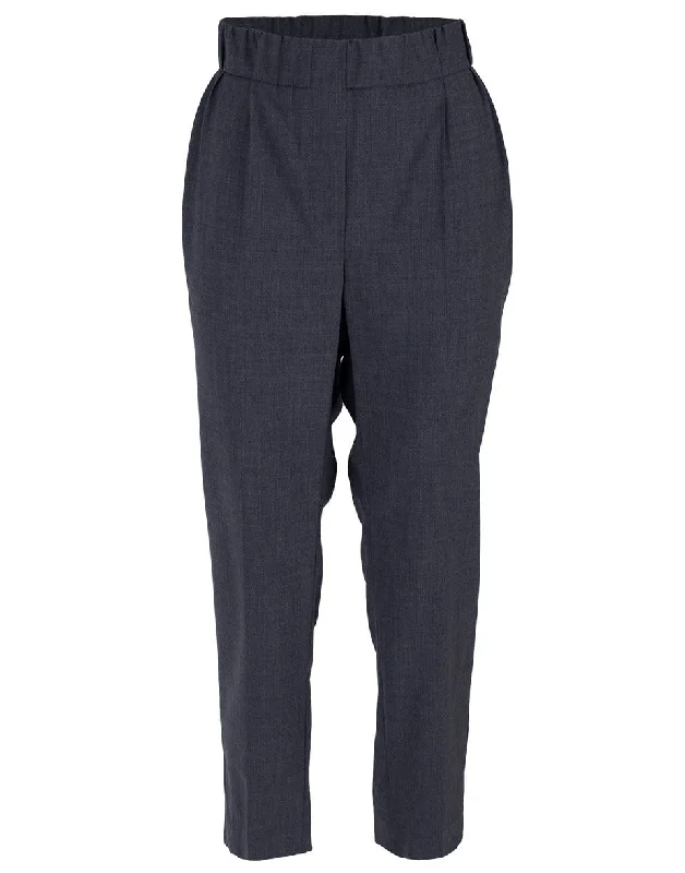 Dark Grey Tropical Wool Monili Side Stripe Pull On Pant Soft Sweatpants Style