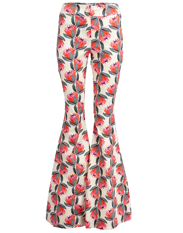 Tulip Print Pant Elegant Silk Pants