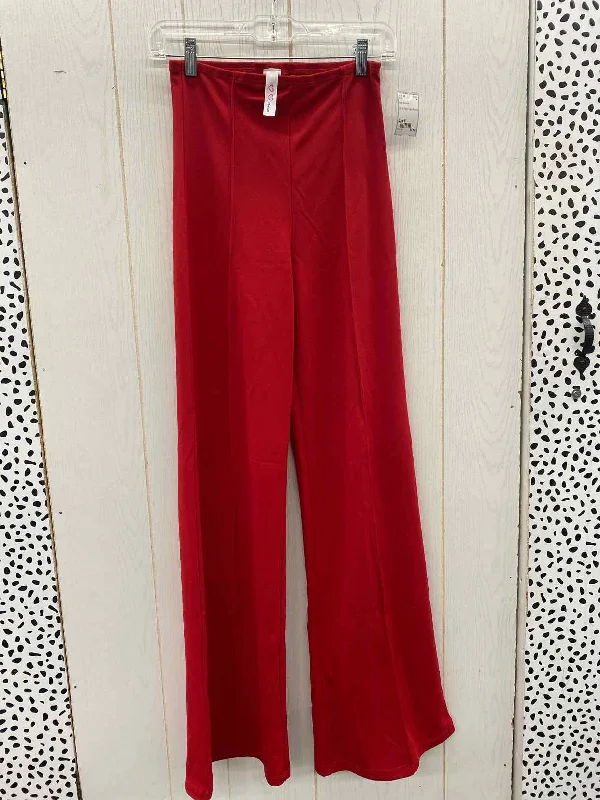 Red Womens Size 6 Pants Comfortable Pleated Pants