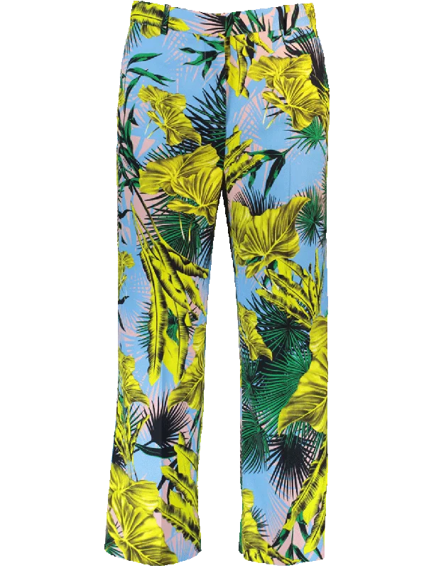 Palm Print Cropped Pant Soft Sweatpants Style